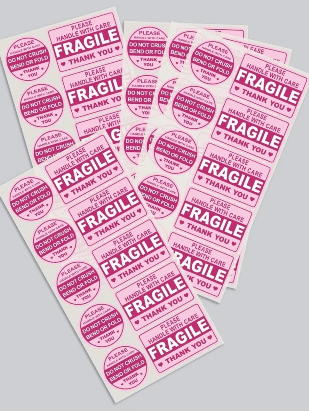 80 Pink "FRAGILE" Packing Stickers
